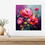 Annsayuri ART plakat kwiaty obraz fioletowy z różowymi kwiatami - kolorowy piwonie