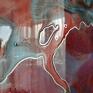 z żywicy czerwone obraz ręcznie malowany - tęczowa lawina - 140x80 abstrakcja do salonu