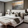 brązowe zacieki na płótnie - elegancki loftowy do sypialni obraz abstrakcja