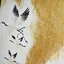 Żurawie 6, ptaki, obraz do salonu malowany na płótnie obrazy