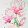 Magnolie - obraz dla mamy kwiaty akwarela