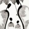 ART Krystyna Siwek Zestaw 3 30x40 cm wykonanych ręcznie, grafika czarno biała, abstrakcja obraz skandynawski