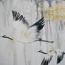 obrazy do salonu żurawie malowany ręcznie na płótnie naciągniętym na ramę (krosno) o obraz ptaki