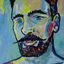 obraz do salonu kolorowy sarmata mężczyzny z wąsem - portret obrazy na zamówienie