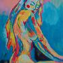 różowe obrazy na zamówienie obraz olejny naga kobieta akt malarstwo ekspresjonizmu