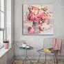 atrakcyjne akwarele kwiaty w stylu glamour, róże i piwonie, obraz do salonu, 60x60 obrazy z kwiatami