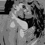 pocałunek coco 90x70 obraz czarno biały na szare obrazy