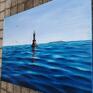 olej na niebieskie "fale adriatyku" - obraz olejny na płótnie, 60x80 statek morze