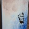 "Statek w chmurach" - Obraz olejny na płótnie, 60x60 cm - krajobraz stukturalny