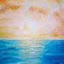 olej na żółte wschód słońca" - obraz olejny na płótnie, krajobraz morski