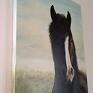 "Białonosy" - Obraz olejny na płótnie, 40x50 cm - konski pejzaz koń krajobraz