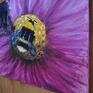 olej na różowe "ostatni lot trzmiela" - olejny na płótnie, 50x40 obraz stukturalny kwiat plakat