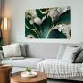 obraz na płótnie - kwiaty glamour orchidea zielony biały złoty - 120x80 cm