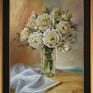 ręcznie malowany obraz "róże w wazonie" namalowany został profesjonalnymi farbami olejny