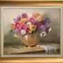 kwiaty sztuka astry, ręcznie malowany obraz olejny prezent