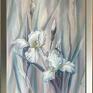 Lidia Paint Białe Irysy, obraz olejny, L. Olbrycht - oryginalny produkt ręcznie malowany