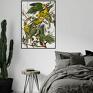 Hogstudio ozdoba mieszkanie plakat obraz papugi w kwiatach 40x50 cm dom