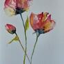 eleganckie kwiaty dwie oryginalne akwarele, wykonane profesjonalnymi farbami papier