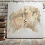 obraz na płótnie - para w kwadracie - 80x80 cm pocalunek miłość