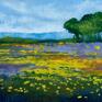 rysunek żółta praca formatu 24/18 cm wykonana pastelami łąka