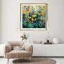 letnia kwietna - wydruk artystyczny 50x50 cm - plakat botaniczny, zielona łąka obraz z kwiatami
