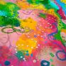Annsayuri ART ciekawe kolorowy abstrakcyjny obraz ręcznie malowany - happy life 30x30 obrazek do ramki w ramce