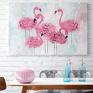 obraz na płótnie - flamingi różowy - 120x80 cm ptaki