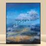 "Kierunek - południe" - Obraz olejny na płótnie, 50x60 cm - ptaki dekoracja ścienna krajobraz abstrakcja