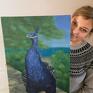 Obraz olejny, 40x60 cm, paw - ptaki dekoracja olej na płótnie pawie piórko