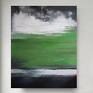 czarne płótno abstrakcja z zielenią obraz akrylowy 80/100 cm
