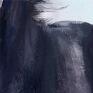 fioletowe płótno obraz - czarny koń 100x70 - wydruk