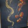 "Fehu, Pierwotny Ogień" - olejny na płótnie, 40x50 cm - religia obraz