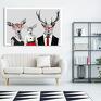 ludesign gallery obraz z jeleniami nowoczesny drukowany na płótnie - 120x80 zabawna dekoracja