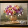 kwiaty sztuka astry, ręcznie malowany obraz olejny