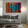drewno obraz na płótnie - serca kolorowy - 120x80 cm