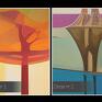 korony drzew - drzewa kule - 120x80 cm kolorowy obraz na płótnie abstrakcja