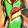 Szanowni Państwo akrylowy recznie malowany na płótnie naciągniętym na drewniany blejtram 50/20/2 cm. Obraz ptaki