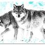 obraz XXL wilki 1 - 120x70cm design na płótnie autorski wzór wilk
