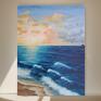 kkjustpaint na "morski wschód słońca" - obraz olejny, olej na płótnie plaża fale