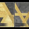 obraz na płótnie - trójkąty geometryczny złoto w kwadracie - 80x80 cm elegancki dekoracja