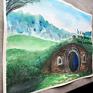 Hobbit obraz akwarela 35x50 LOTR film cytat - las we władca pierścieni tolkien