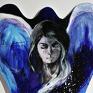 NA ZAMÓWIENIE: "Anioł Czuwający" - obraz namalowany farbami akrylowymi na drewnie. Wykonany z wielką starannością i dbałością. Akrylowy