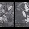obraz na płótnie - czarno białe liście - 120x80 cm natura