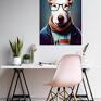 Justyna Jaszke obraz portret psa hipsterskiego - max - wydruk na płótnie bullterrier 50x70