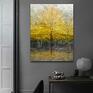 złoty drzewo pełni, obraz pionowy 60x80 w kolorze. piękny