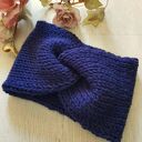Gruba opaska ciemny granat na głowę - wygoda i ciepło na zimę, handmade