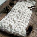 Ciepła, wełniana opaska na głowę - ecru