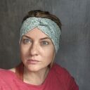 opaska koronkowa blado niebieska rozmiar one size dla 57 -58cm podwójna świetna na codzienne noszenie