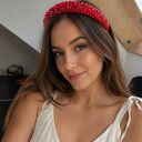 Ręcznie robiona bordowa opaska do włosów z kryształkami