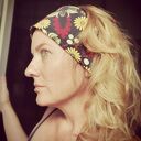 Opaska szeroka kwiatowa 58-59 cm - etno folk boho, lekko rozciągliwa (box 33)